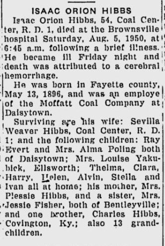 Isaac Orion Hibbs obit